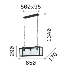 Ideal-Lux - Lampada a sospensione IGOR SP3, 65 x 17 x h54 cm,<Dmora Hot