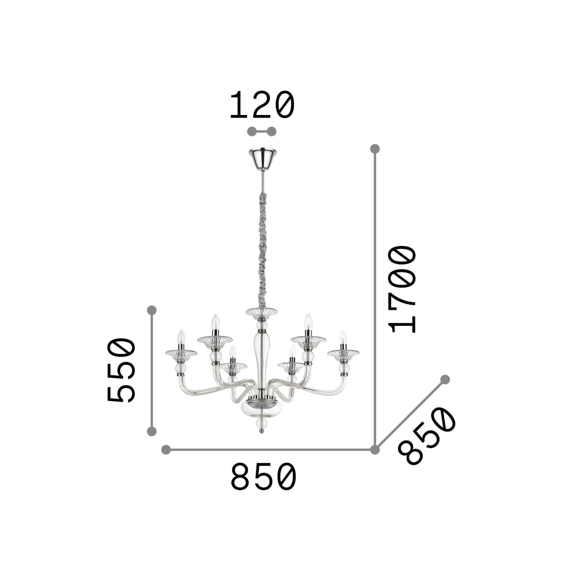 Ideal-Lux - Lampada a sospensione DANIELI SP6 , 85 x 85 x h80 cm,<Dmora Clearance