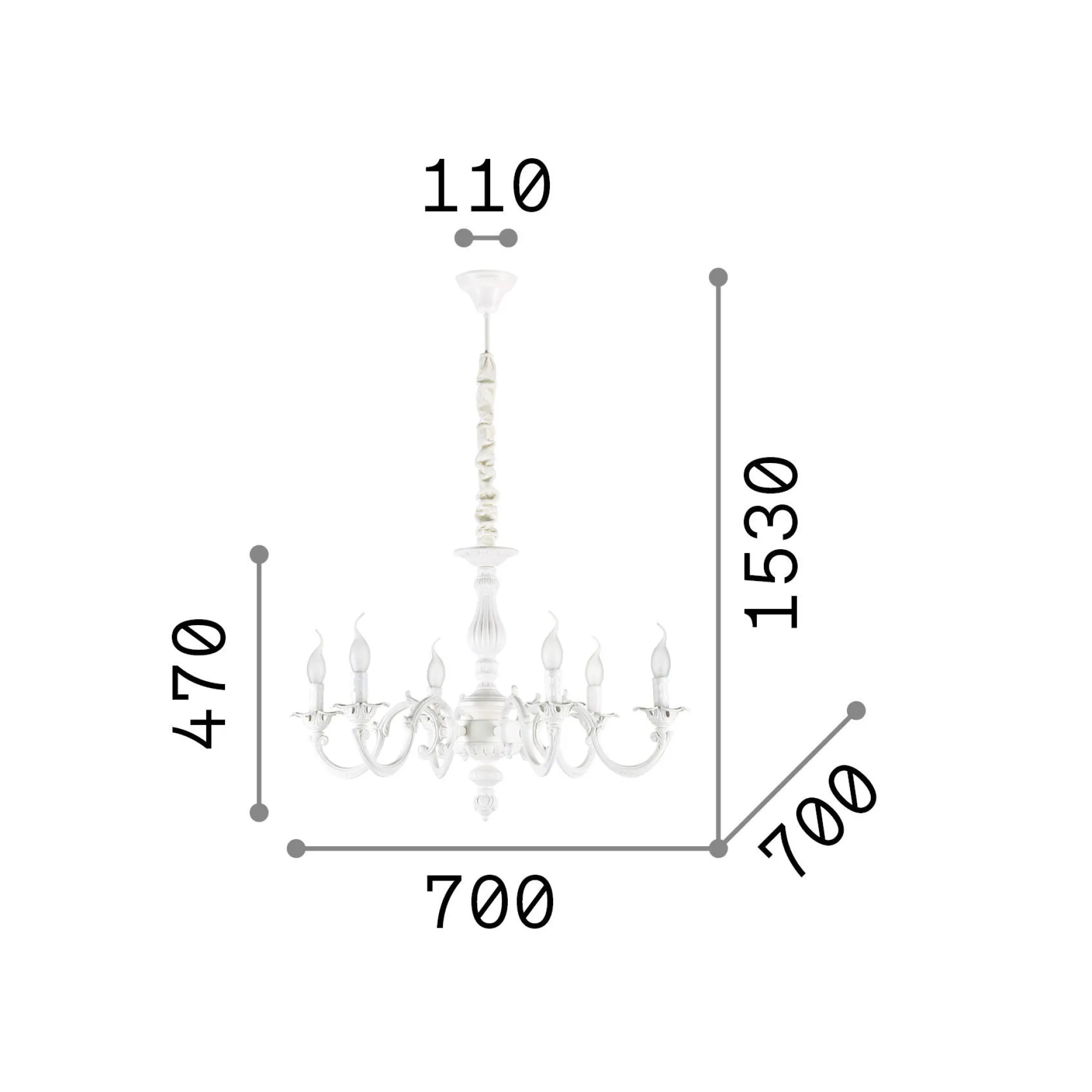 Ideal-Lux - Lampada a sospensione JUSTINE SP6, 70 x 70 x h72 cm,<Dmora Flash Sale