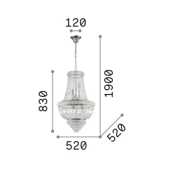 Ideal-Lux - Lampada a sospensione DUBAI SP10 , 52 x 52 x h108 cm,<Dmora Shop