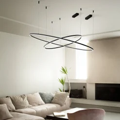 Ideal-Lux - Lampada a sospensione ORACLE SLIM SP D090 ROUND 3000K ON-OFF BK, 90 x 90 x h28 cm,<Dmora Shop