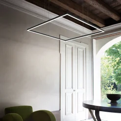 Ideal-Lux - Lampada a sospensione ORACLE SLIM SP D090 SQUARE 3000K ON-OFF BK, 90 x 90 x h28 cm,<Dmora Hot
