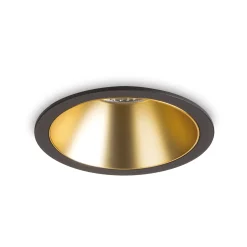 Ideal-Lux - Lampada da incasso GAME TRIM ROUND 11W 3000K BK GD, 9 x 9 x h8 cm, Nero e Oro<Dmora Discount