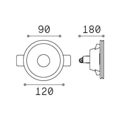Ideal-Lux - Lampada da incasso SAMBA FI ROUND D90, 12 x 12 x h18 cm,<Dmora Sale