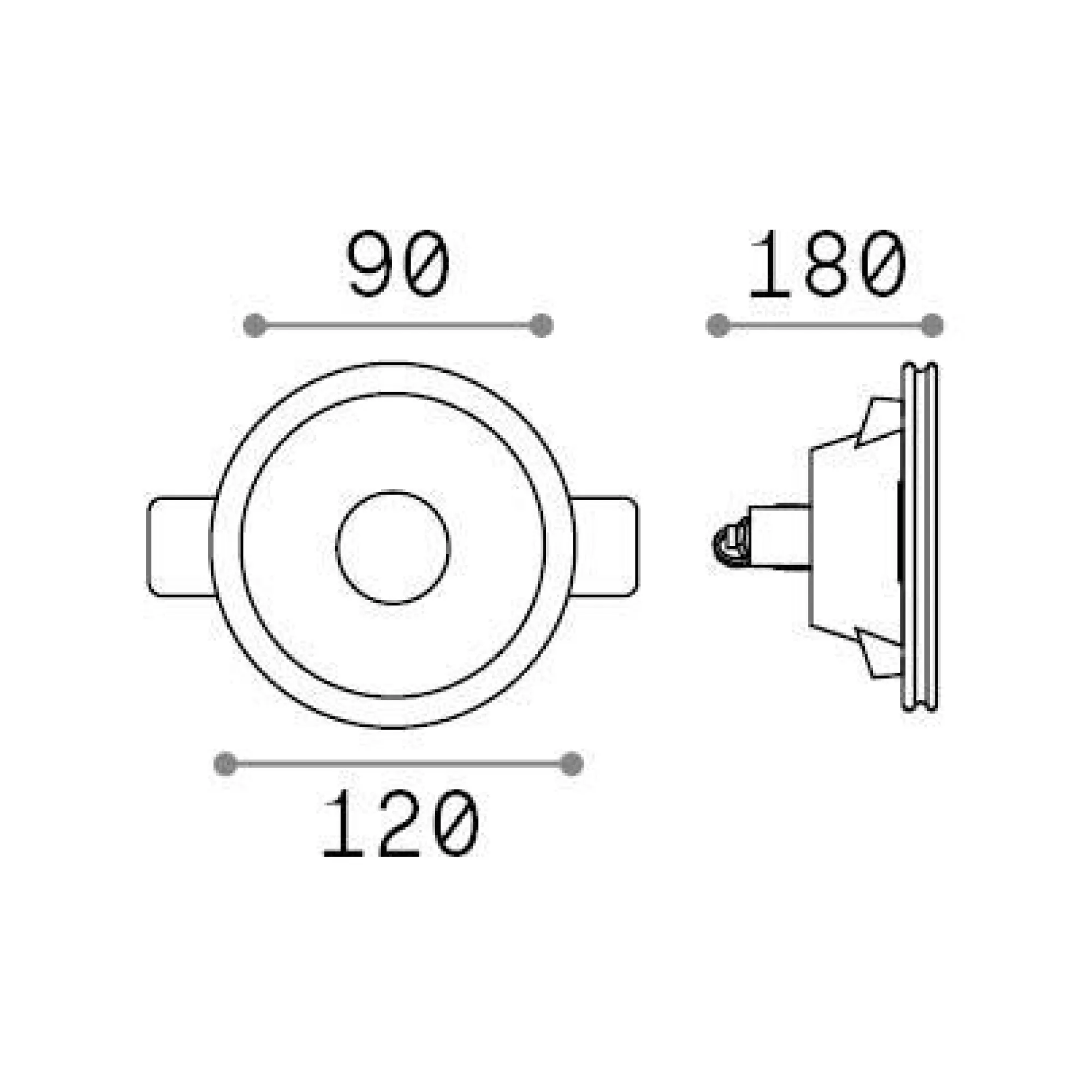 Ideal-Lux - Lampada da incasso SAMBA FI ROUND D90, 12 x 12 x h18 cm,<Dmora Sale