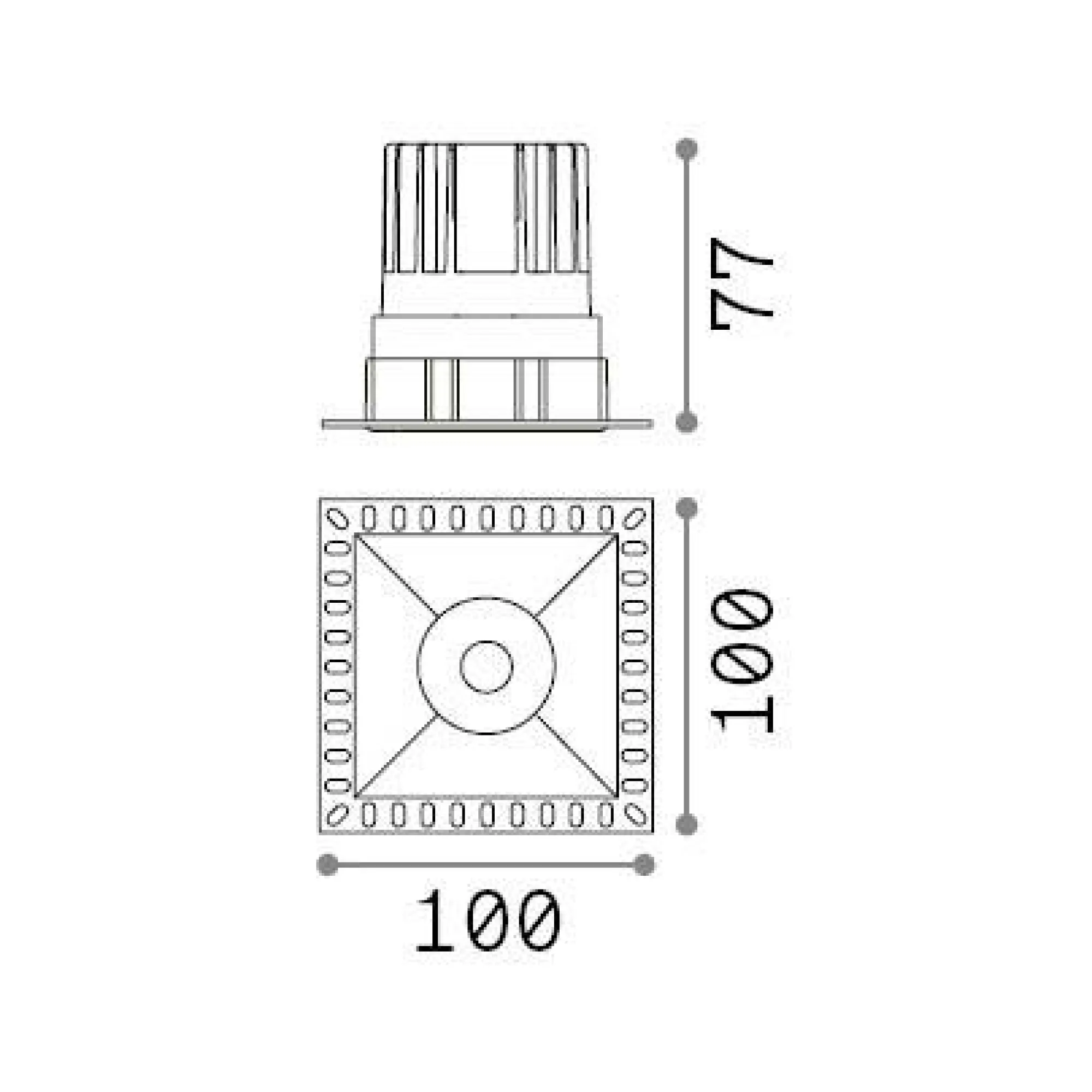 Ideal-Lux - Lampada da incasso GAME TRIMLESS SQUARE 11W 3000K BK , 10 x 10 x h8 cm,<Dmora Discount