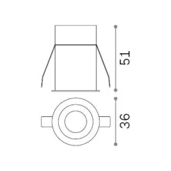 Ideal-Lux - Lampada da incasso ONE 3W D3.6, 4 x 5 x h5 cm,<Dmora Clearance
