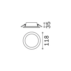 Ideal-Lux - Lampada da incasso GROOVE FI 10W ROUND 3000K, 12 x 12 x h4 cm,<Dmora Discount