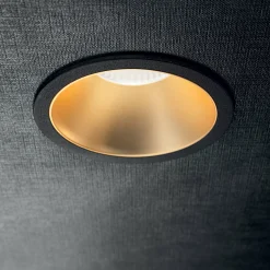 Ideal-Lux - Lampada da incasso GAME TRIM ROUND 11W 3000K BK GD, 9 x 9 x h8 cm, Nero e Oro<Dmora Discount