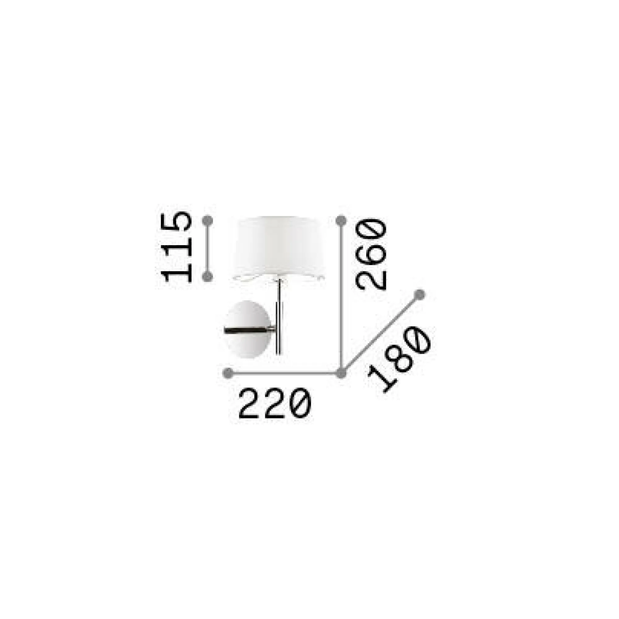Ideal-Lux - Lampada da parete HILTON AP1, 18 x 26 x h22 cm,<Dmora Flash Sale