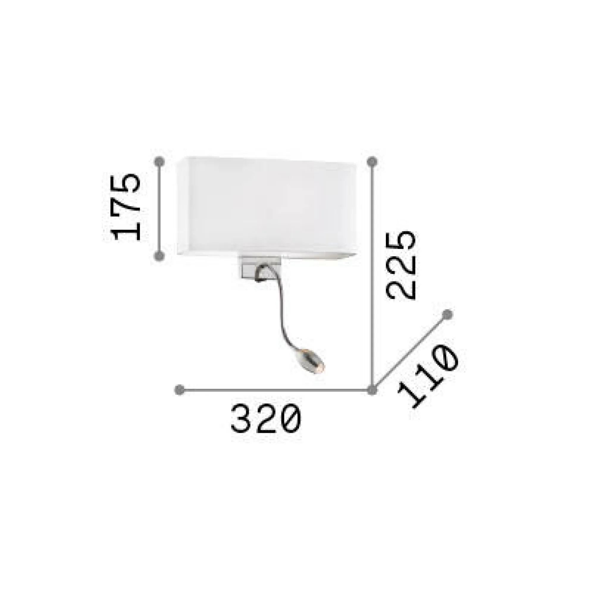 Ideal-Lux - Lampada da parete HOTEL AP2 , 32 x 23 x h11 cm,<Dmora Outlet