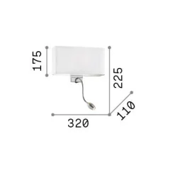 Ideal-Lux - Lampada da parete HOTEL AP2 ALL BLACK, 32 x 23 x h11 cm,<Dmora Clearance