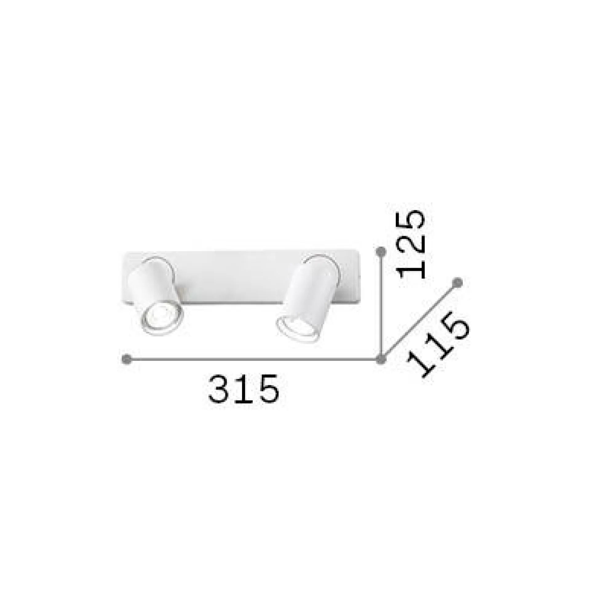 Ideal-Lux - Lampada da parete RUDY AP2 ROUND , 32 x 13 x h9 cm,<Dmora Fashion