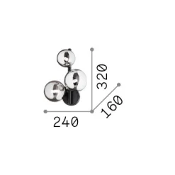 Ideal-Lux - Lampada da parete PERLAGE AP3 FUME', 24 x 32 x h16 cm,<Dmora New