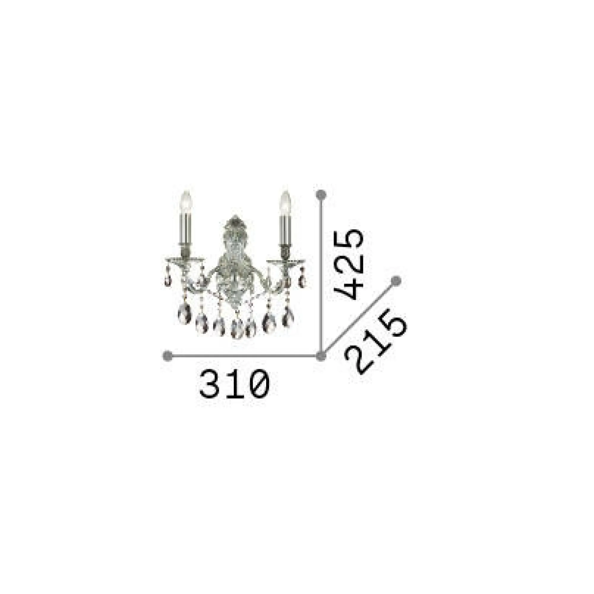 Ideal-Lux - Lampada da parete GIOCONDA AP2 , 31 x 43 x h22 cm,<Dmora Shop