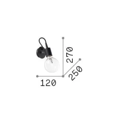 Ideal-Lux - Lampada da parete EDISON AP1 , 12 x 27 x h25 cm,<Dmora Fashion