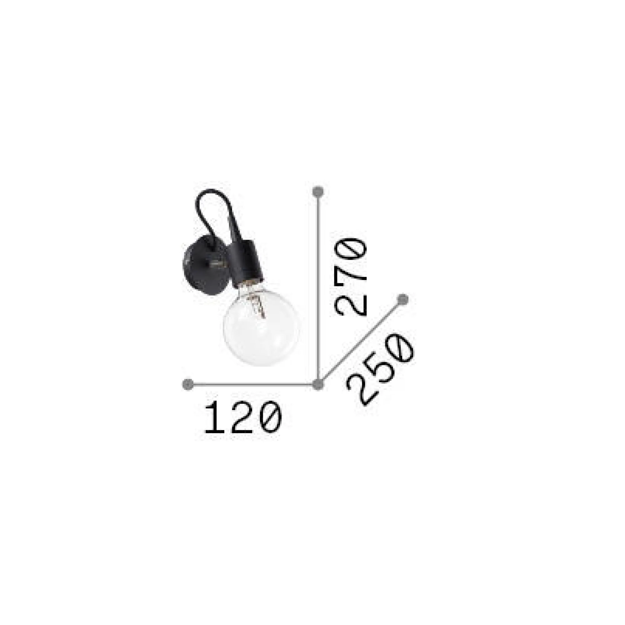 Ideal-Lux - Lampada da parete EDISON AP1 , 12 x 27 x h25 cm,<Dmora Online