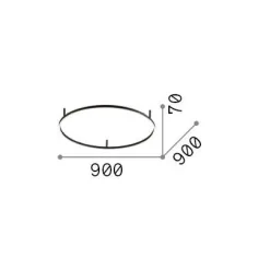 Ideal-Lux - Lampada da soffitto ORACLE SLIM PL D090 ROUND 3000K ON-OFF BK, 90 x 90 x h7 cm,<Dmora Clearance