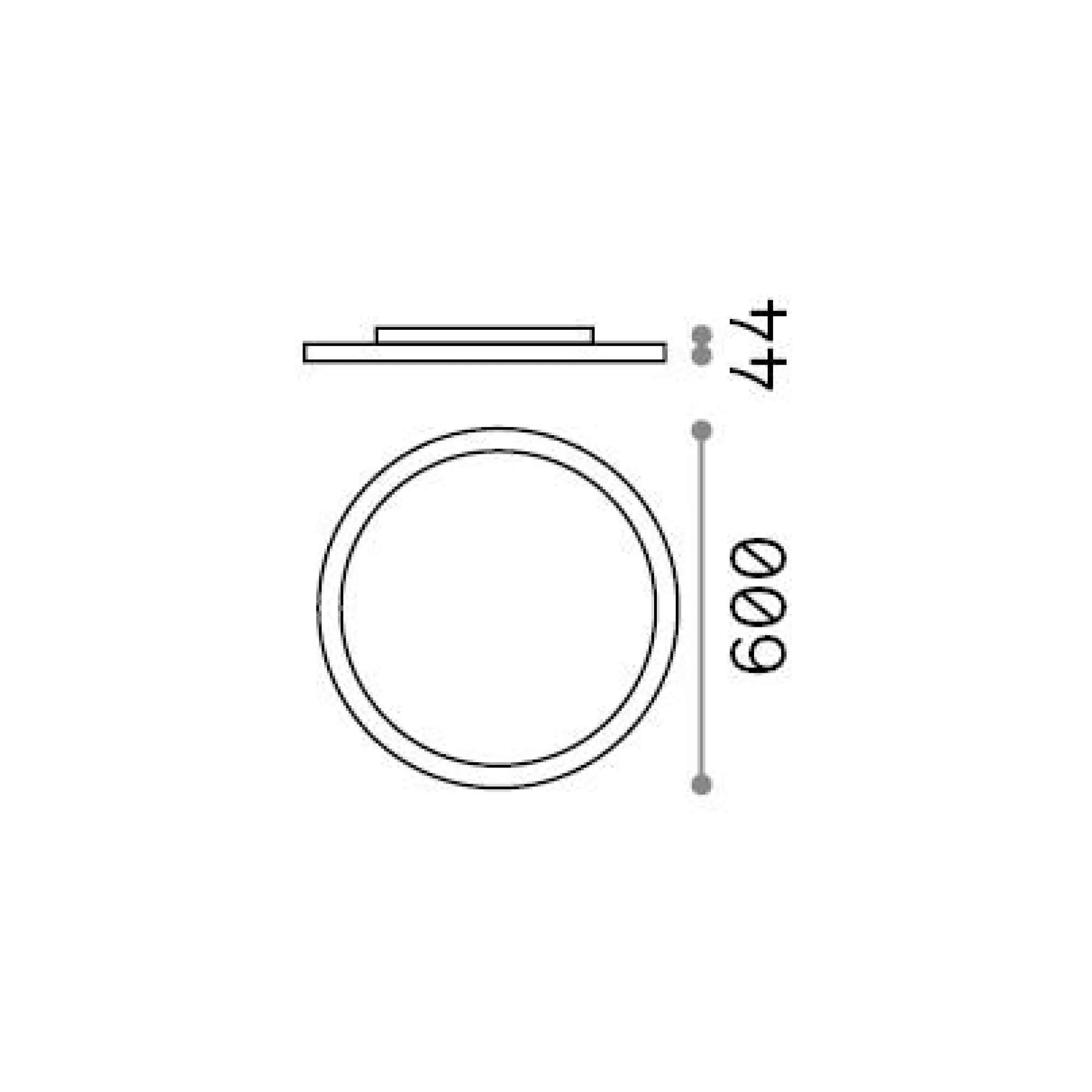 Ideal-Lux - Lampada da soffitto FLY SLIM PL D60 3000K, 60 x 60 x h4 cm,<Dmora New