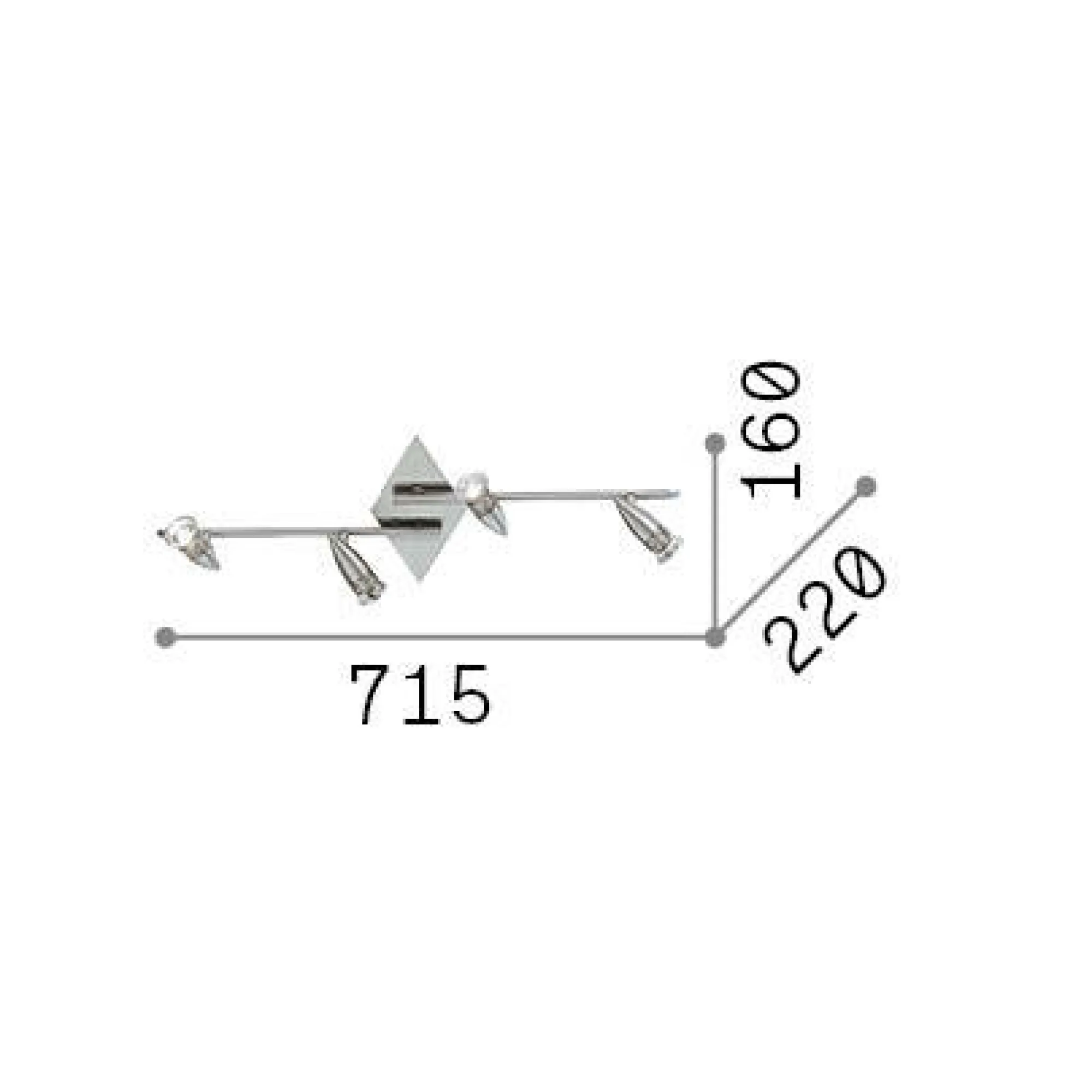 Ideal-Lux - Lampada da soffitto ALFA PL4 NICKEL, 72 x 22 x h16 cm,<Dmora Flash Sale