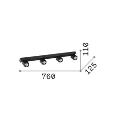 Ideal-Lux - Lampada da soffitto RUDY PL4 SQUARE , 76 x 13 x h9 cm,<Dmora Outlet