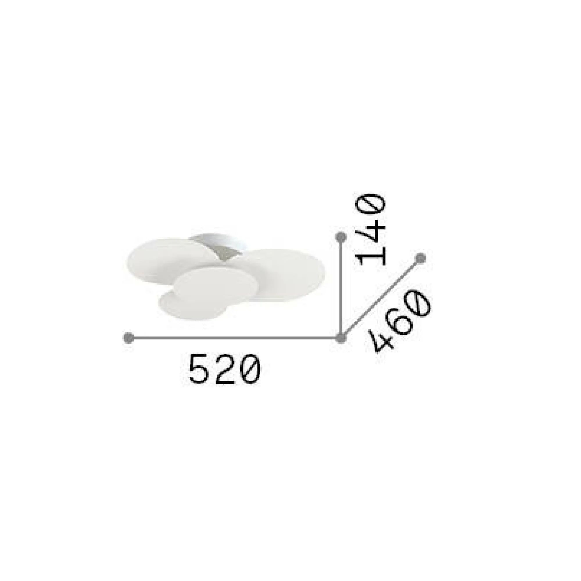 Ideal-Lux - Lampada da soffitto CLOUD PL D52, 52 x 46 x h14 cm,<Dmora Sale