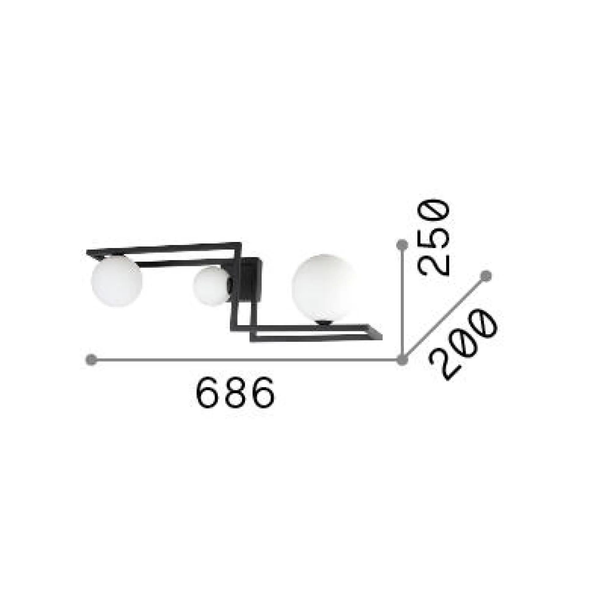 Ideal-Lux - Lampada da soffitto ANGOLO PL3 , 69 x 20 x h25 cm,<Dmora Store