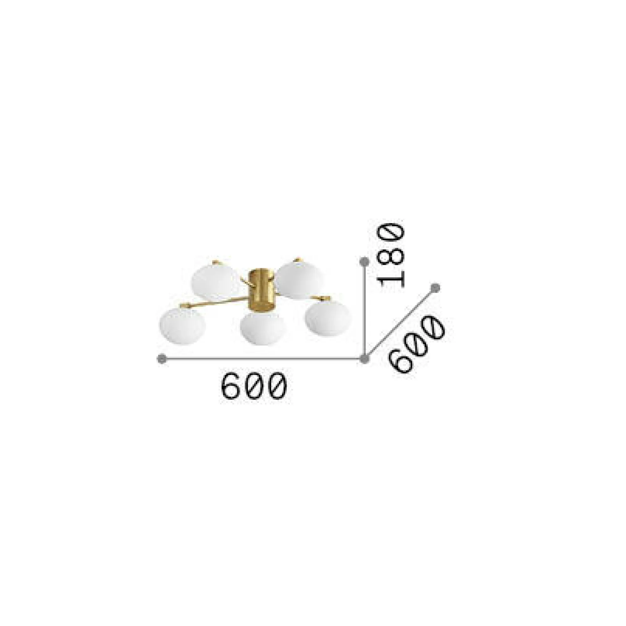 Ideal-Lux - Lampada da soffitto HERMES PL5 D60 , 60 x 60 x h18 cm,<Dmora Sale