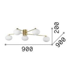 Ideal-Lux - Lampada da soffitto HERMES PL5 D90 , 90 x 90 x h20 cm,<Dmora Fashion