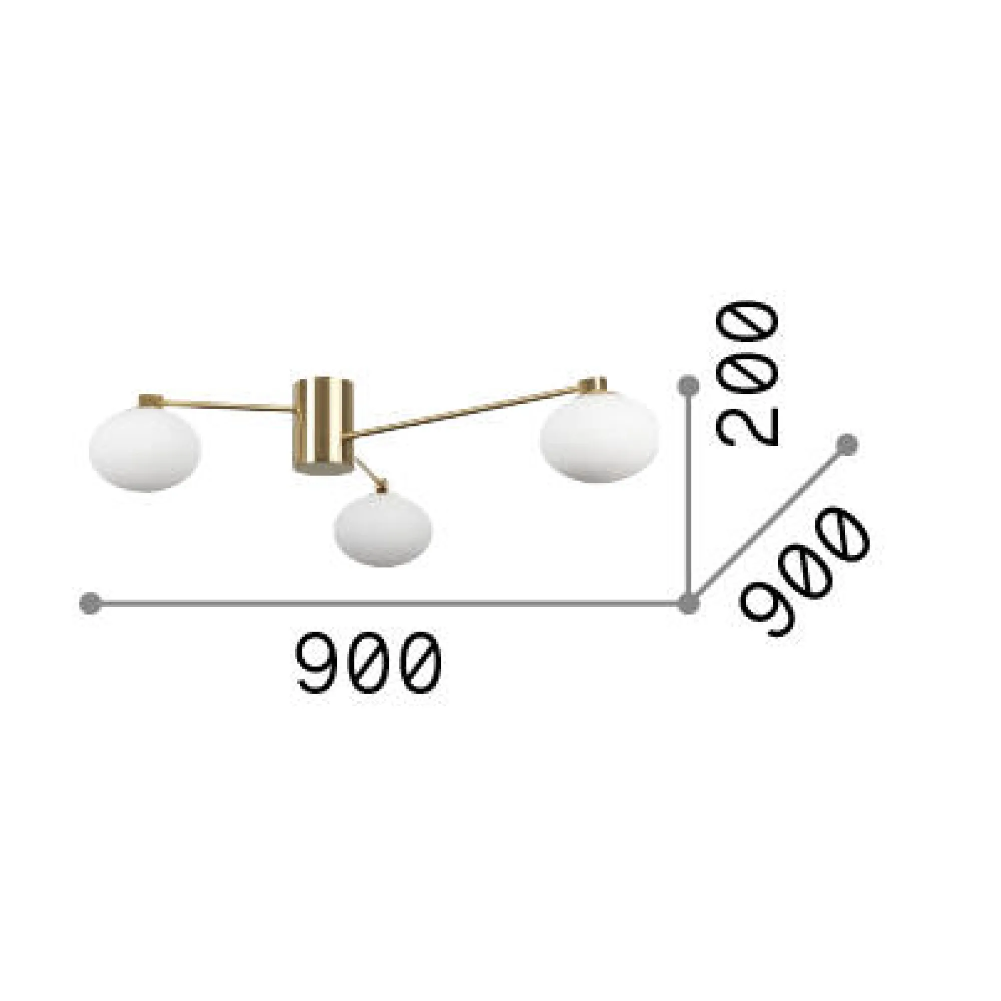 Ideal-Lux - Lampada da soffitto HERMES PL3 D90 , 90 x 90 x h20 cm,<Dmora Online