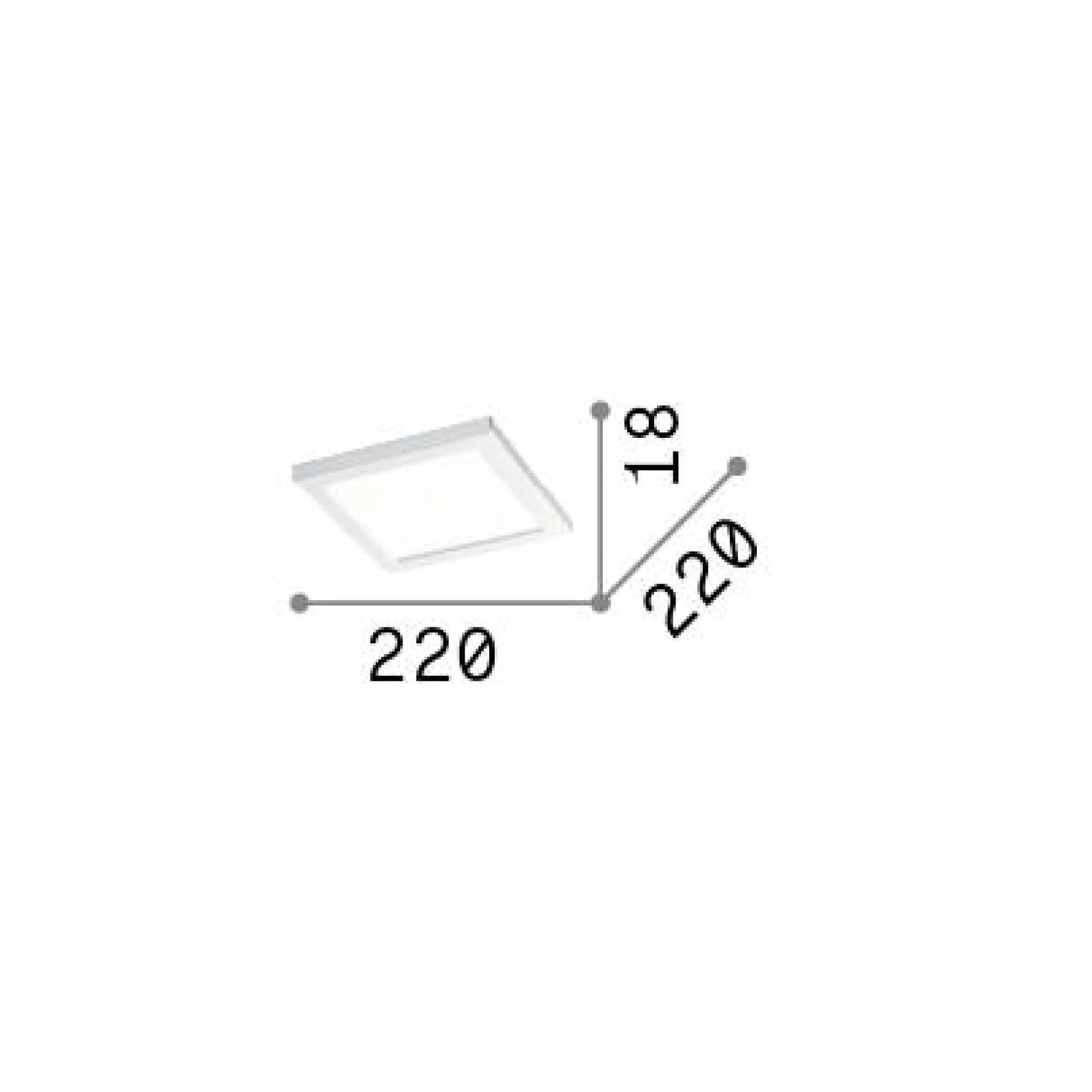 Ideal-Lux - Lampada da soffitto AURA PL SQUARE 3000K , 22 x 22 x h2 cm,<Dmora Sale