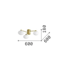Ideal-Lux - Lampada da soffitto HERMES PL3 D60 , 60 x 60 x h18 cm,<Dmora Store
