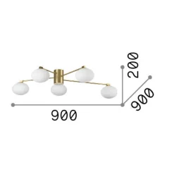 Ideal-Lux - Lampada da soffitto HERMES PL5 D90 , 90 x 90 x h20 cm,<Dmora Sale
