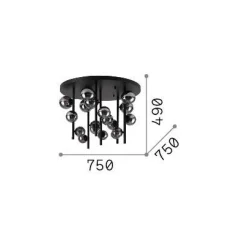 Ideal-Lux - Lampada da soffitto PERLAGE PL18 FUME', 75 x 75 x h51 cm,<Dmora Fashion