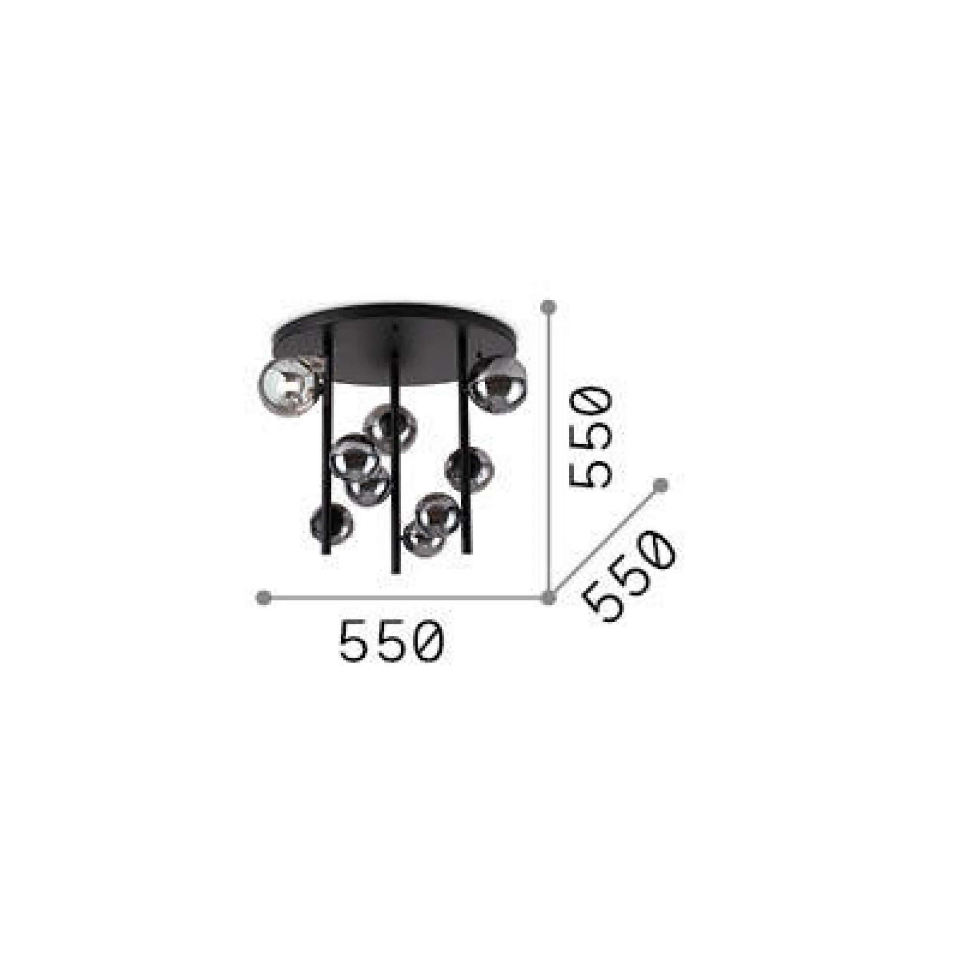 Ideal-Lux - Lampada da soffitto PERLAGE PL9 FUME', 55 x 55 x h50 cm,<Dmora Outlet