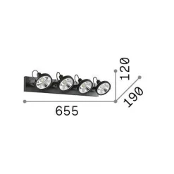 Ideal-Lux - Lampada da soffitto GLIM PL4 , 66 x 12 x h19 cm,<Dmora Store