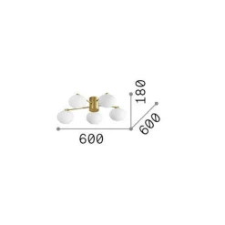 Ideal-Lux - Lampada da soffitto HERMES PL5 D60 , 60 x 60 x h18 cm,<Dmora Online