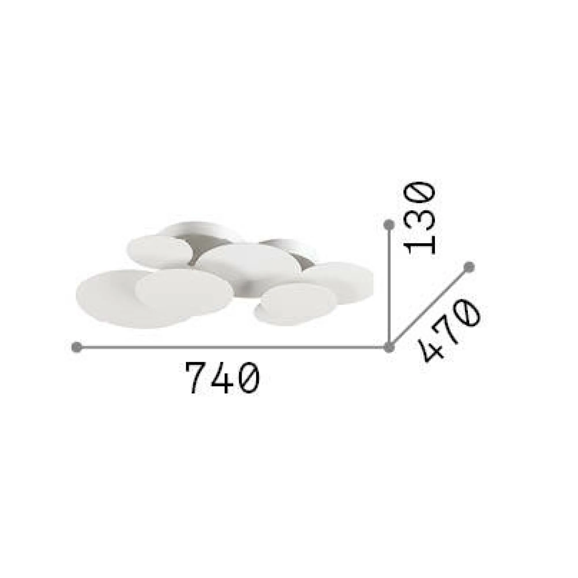 Ideal-Lux - Lampada da soffitto CLOUD PL D74, 74 x 47 x h13 cm,<Dmora Sale