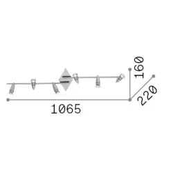 Ideal-Lux - Lampada da soffitto ALFA PL6 NICKEL, 107 x 22 x h16 cm,<Dmora Fashion