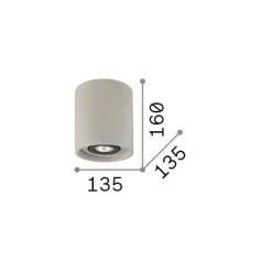 Ideal-Lux - Lampada da soffitto OAK PL1 ROUND CEMENTO, 14 x 14 x h16 cm,<Dmora Online