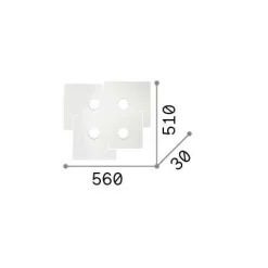 Ideal-Lux - Lampada da soffitto TOTEM PL4, Made in Italy, 56 x 51 x h3 cm,<Dmora Shop