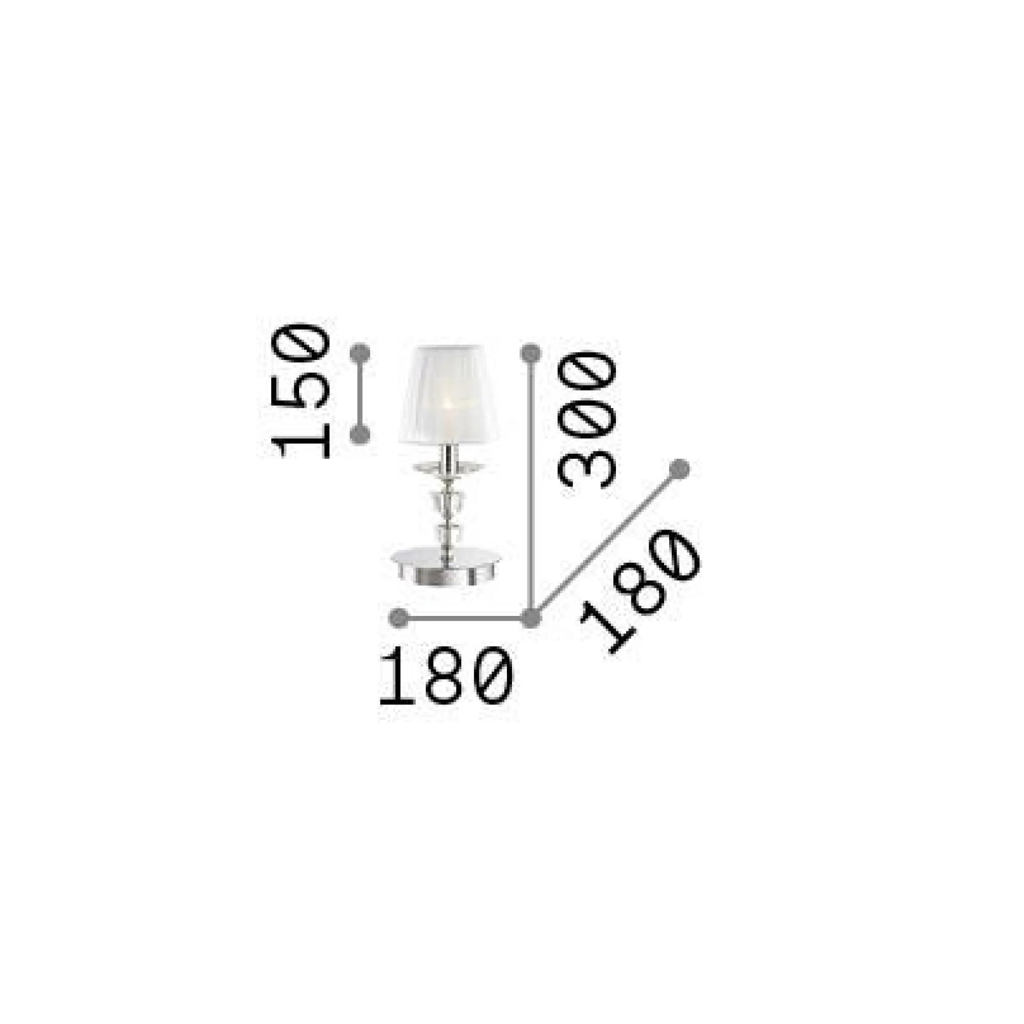 Ideal-Lux - Lampada da tavolo PEGASO TL1 SMALL , 18 x 18 x h30 cm,<Dmora Outlet