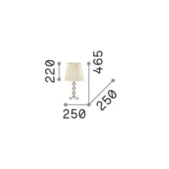 Ideal-Lux - Lampada da tavolo QUEEN TL1 MEDIUM, 25 x 25 x h47 cm,<Dmora Discount