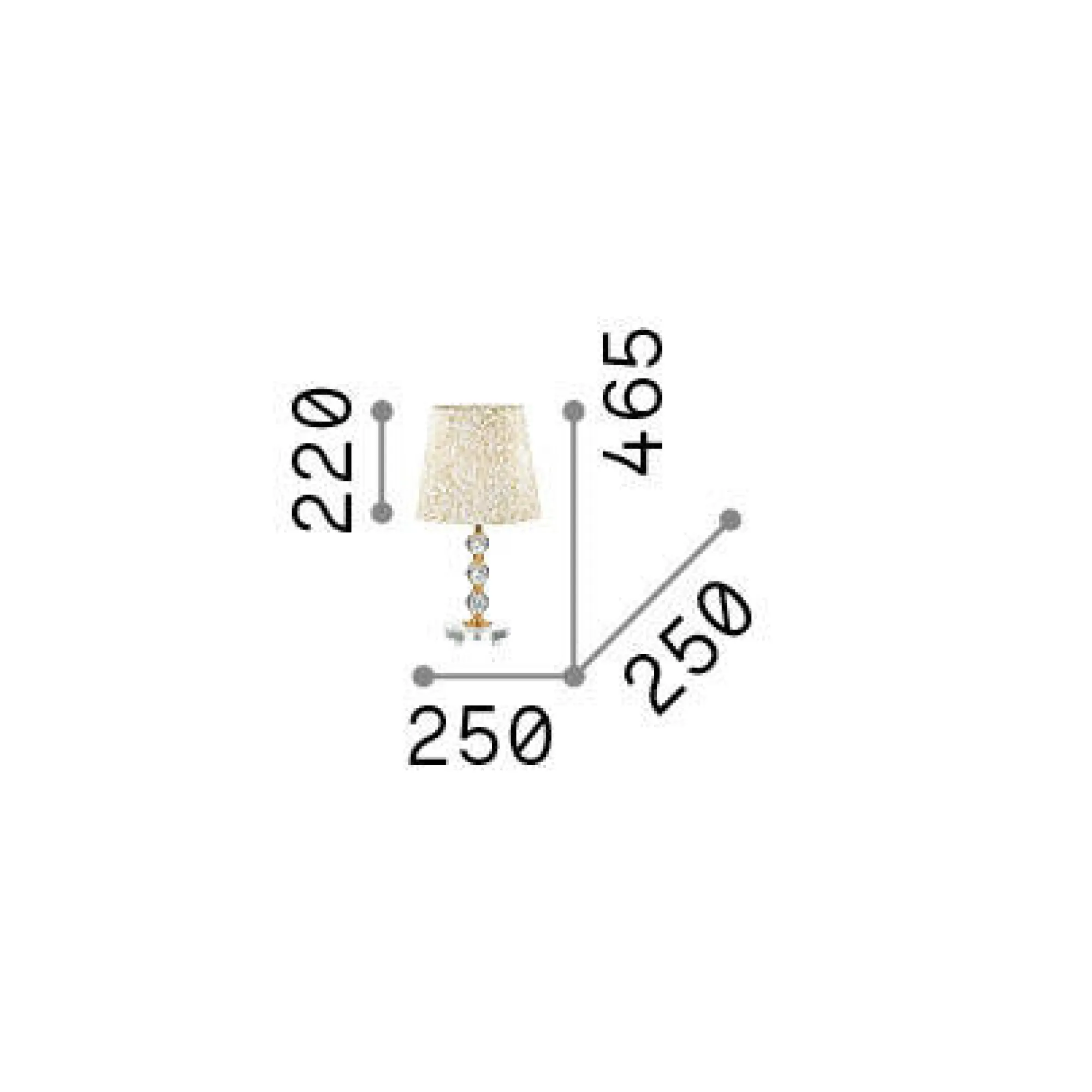 Ideal-Lux - Lampada da tavolo QUEEN TL1 MEDIUM, 25 x 25 x h47 cm,<Dmora Discount