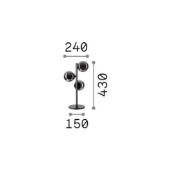 Ideal-Lux - Lampada da tavolo PERLAGE TL3 FUME', 24 x 24 x h43 cm,<Dmora Discount
