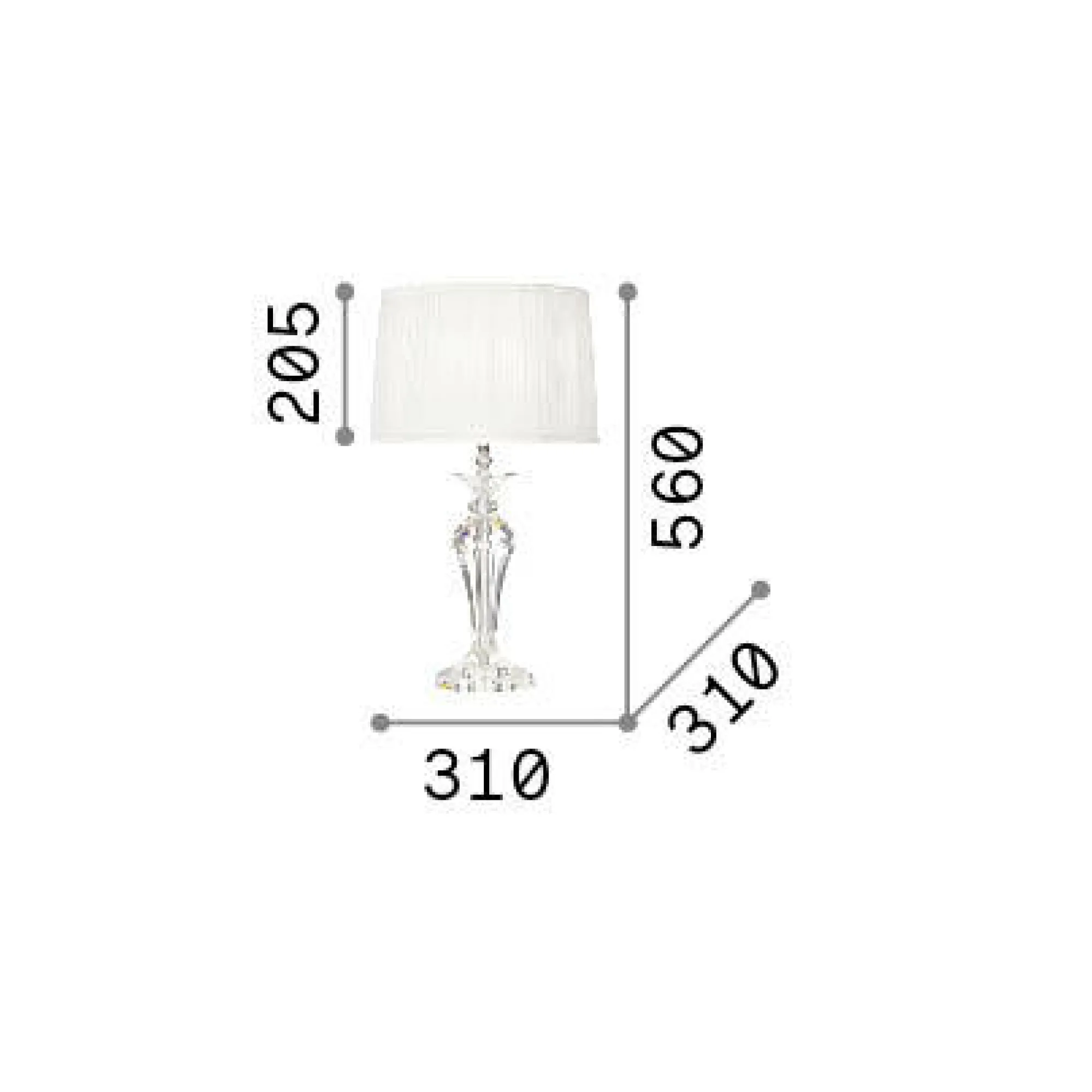 Ideal-Lux - Lampada da tavolo KATE-2 TL1, 31 x 31 x h56 cm,<Dmora Store