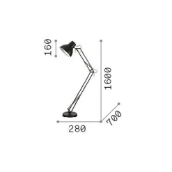 Ideal-Lux - Lampada da terra WALLY PT1 TOTAL BLACK, 28 x 70 x h160 cm,<Dmora New