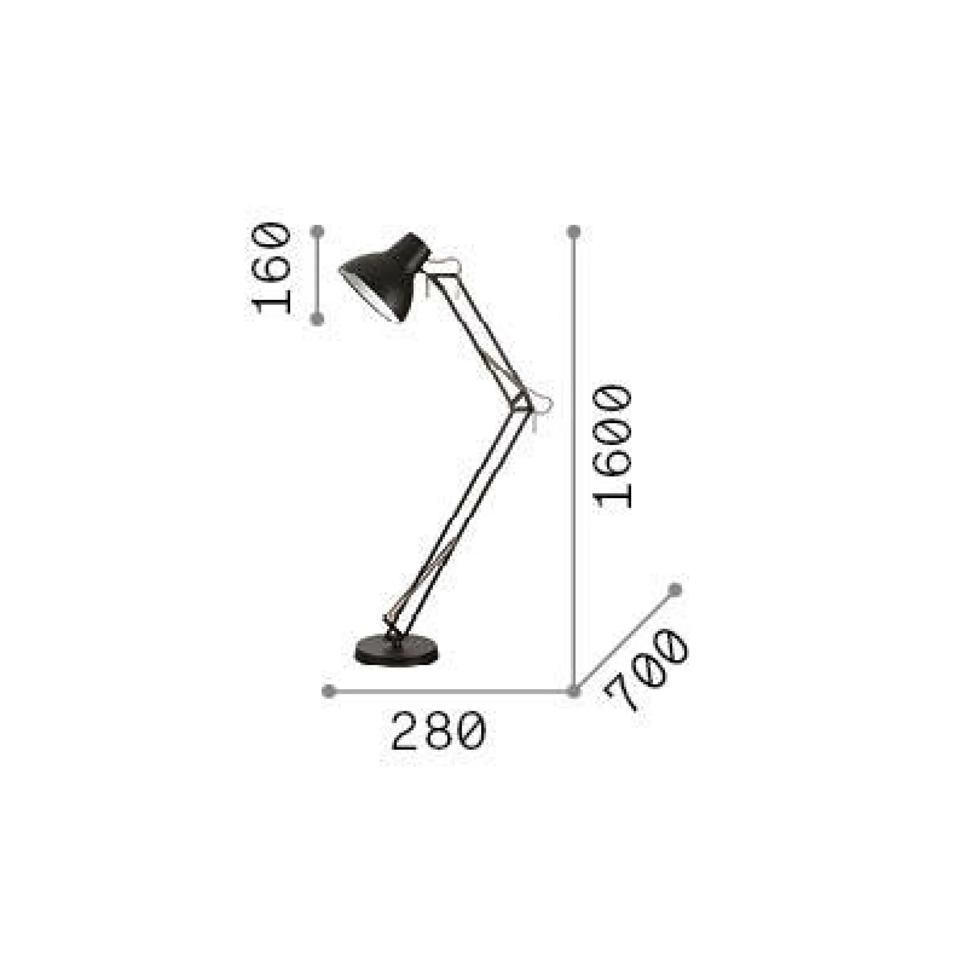 Ideal-Lux - Lampada da terra WALLY PT1 TOTAL BLACK, 28 x 70 x h160 cm,<Dmora New