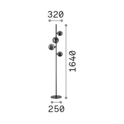 Ideal-Lux - Lampada da terra PERLAGE PT4 FUME', 32 x 30 x h164 cm,<Dmora Flash Sale