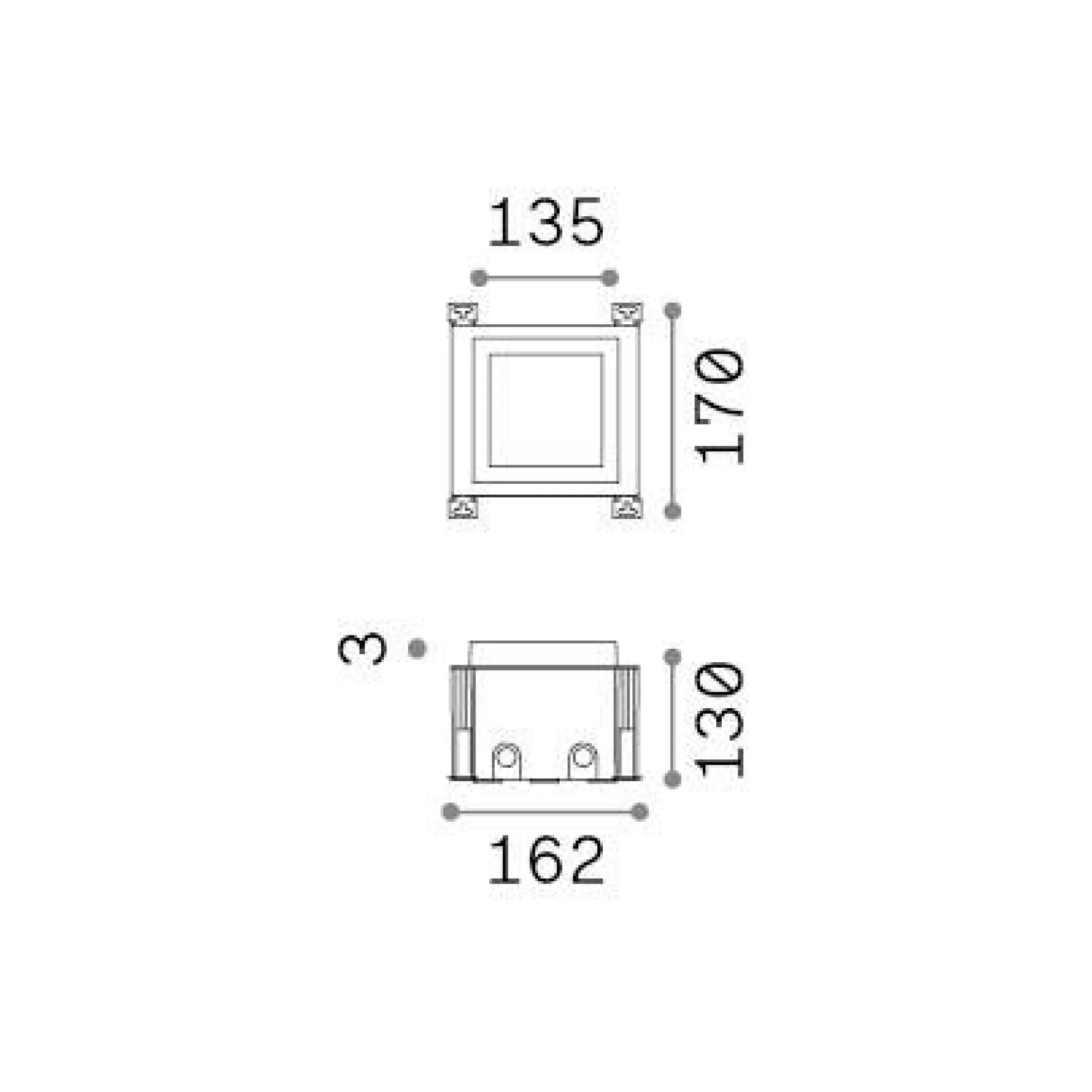 Ideal-Lux - Lampada outdoor TAURUS PT D13 WIDE SQUARE, 16 x 17 x h13 cm,<Dmora Shop